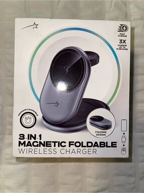 3-in-1 Magnetic Foldable Wireless Charger - Gray